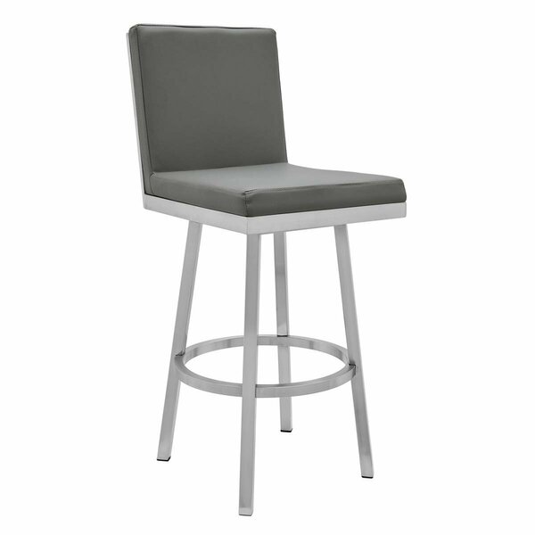 Seatsolutions Rochester Swivel Modern Metal & Grey Faux Leather Bar & Counter Stool SE3327423